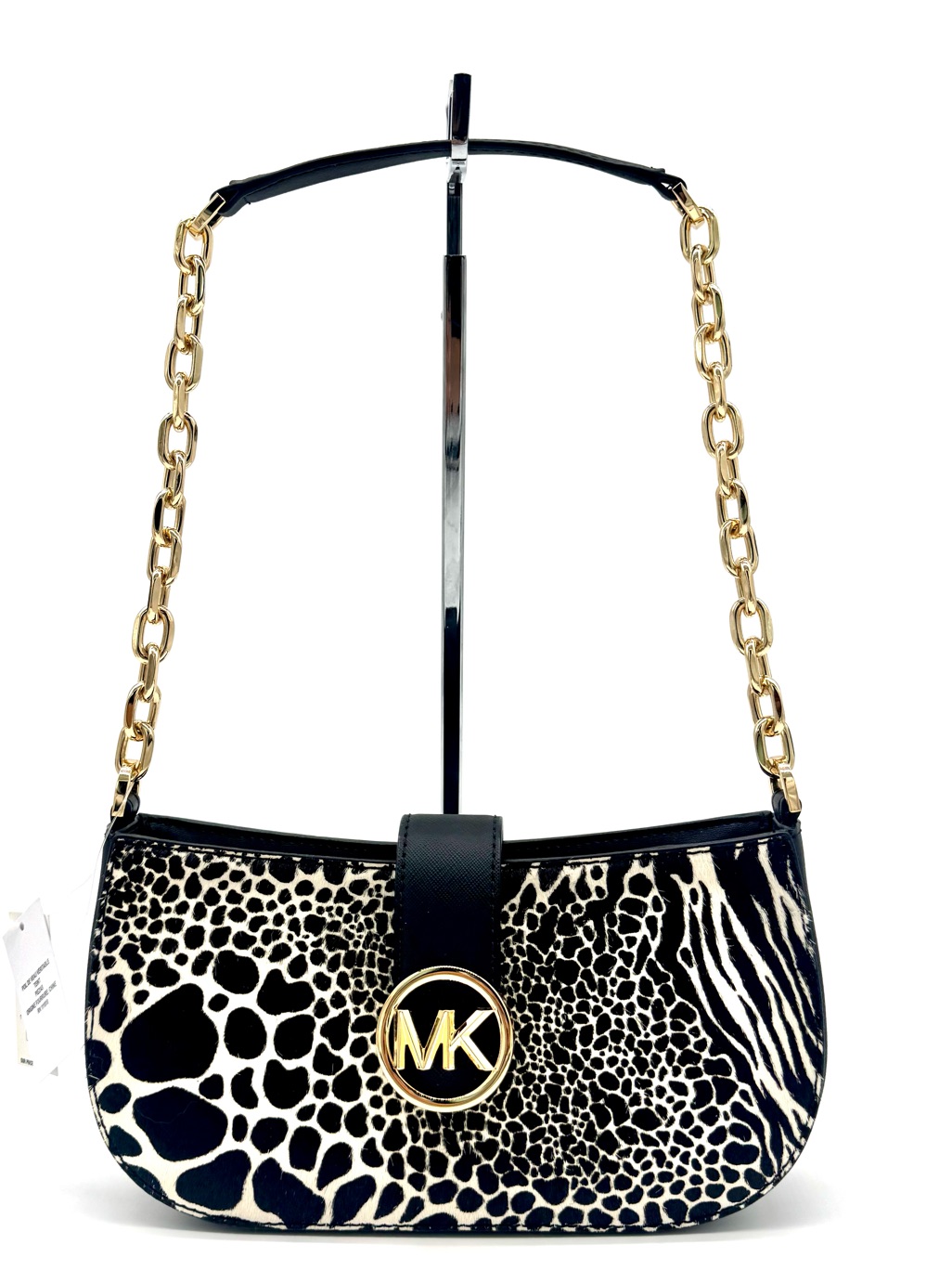 Michael Kors Carmen Small Pouchette Leather Crossbody Bag Black Multi